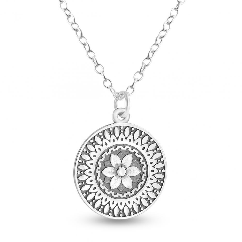 thumbnail image 2 of Handmade 925 Sterling Silver Open Lotus Flower Mandala Pendant – No Chain Included 2 of 2