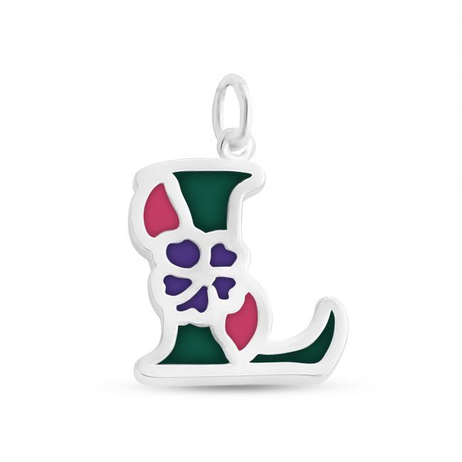 925 sterling silver necklace Colored Initial Letter L with Flower