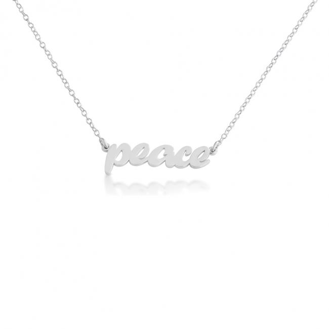 925 sterling silver necklace PEACE (Script Word)
