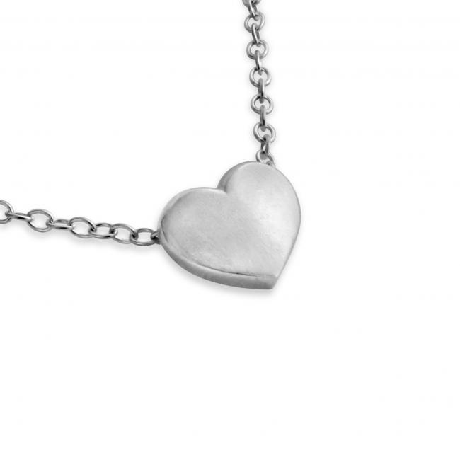 925 sterling silver necklace Solid Heart (Chain in Back)
