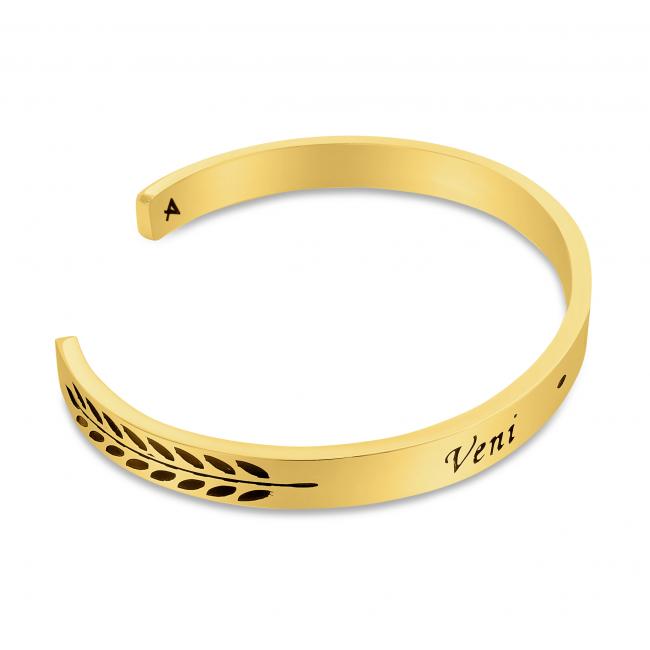 Gold plated bracelet Brass/ Rhodium Veni Vidi Vici Inspirational Cuff Bracelet