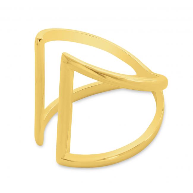Gold plated ring Two Parallel Lines Open Ring