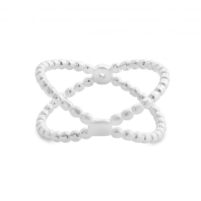 925 sterling silver ring Textured Wide X Criss Cross Infinity with CZ Ring