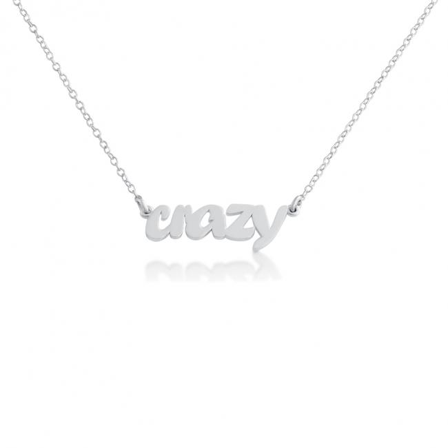 925 sterling silver necklace CRAZY (Script Word)