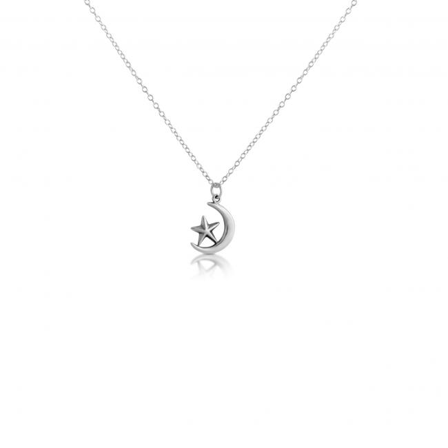 925 sterling silver necklace Cresent Moon + Star