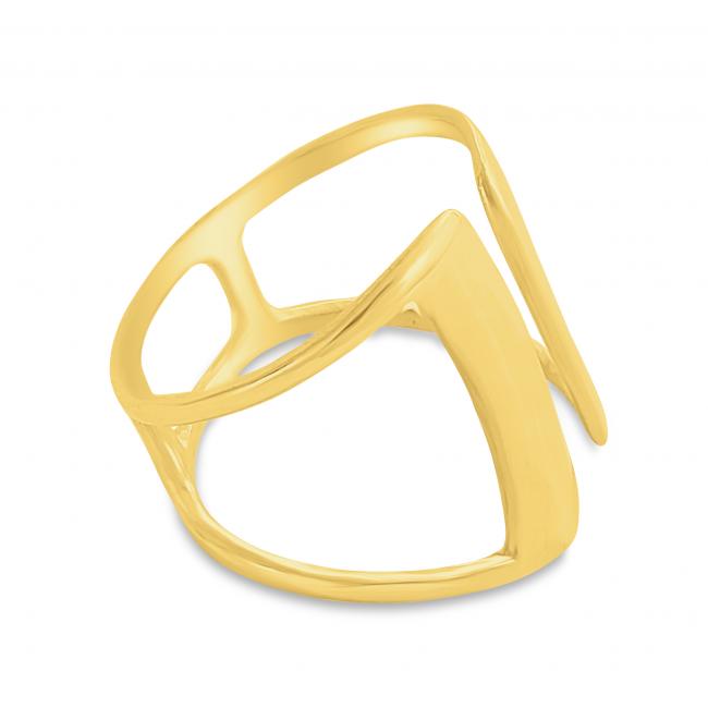 Gold plated ring Two Thick Parallel Bars Open Ring