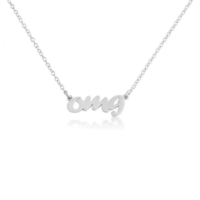 925 sterling silver necklace OMG (Script Word)