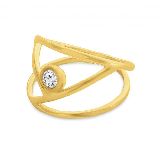 Gold plated ring Y-Shaped with CZ Double Band Ring