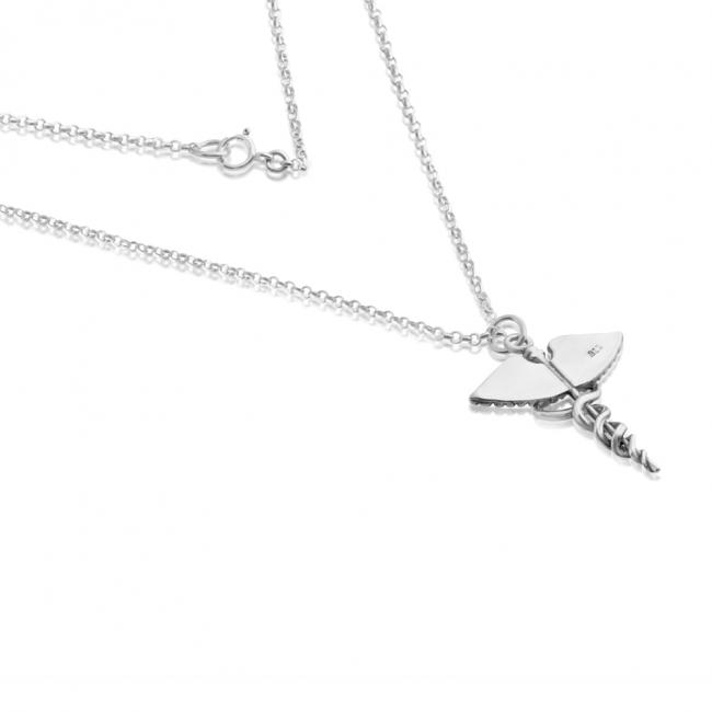 925 sterling silver necklace Caduceus Symbol of Medicine Necklace For Doctors & Nurses