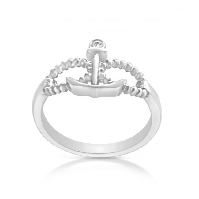925 sterling silver ring 2mm (0.03 ct. tw) Diamond Infinity & Anchor