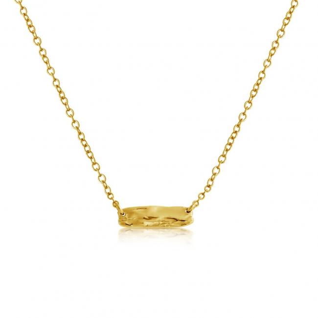 Gold plated necklace Textured Bar