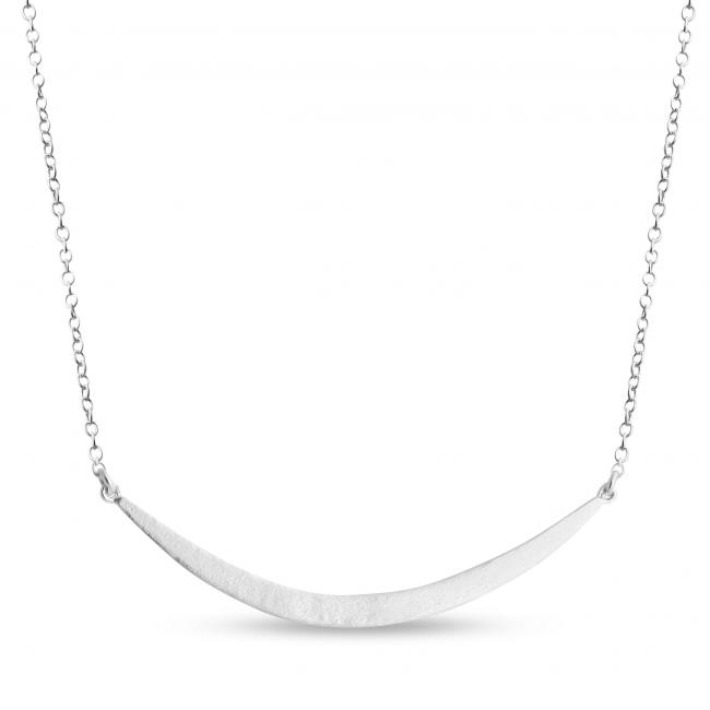 925 sterling silver necklace Solid Crescent Moon Sideways