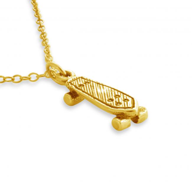 Gold plated necklace Skateboard