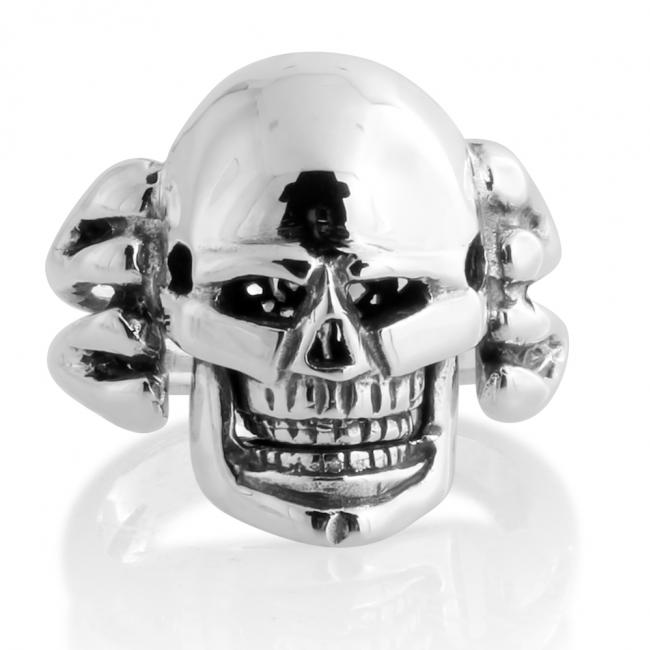 925 sterling silver ring Large Skull Biker Motorcycle Hardcore Born to Ride Mens Ring Moving Jaw