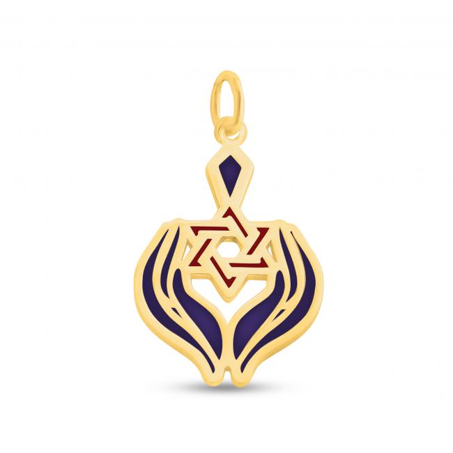 Gold plated necklace Hands Holding Star of David