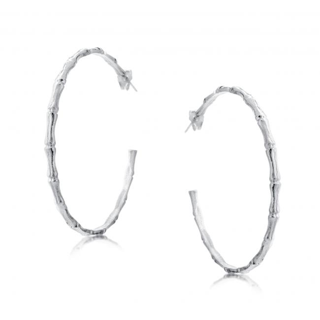 925 sterling silver earrings Bamboo Hoops Large