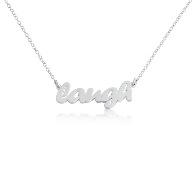 925 sterling silver necklace LAUGH (Script Word)