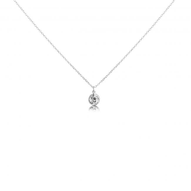 925 sterling silver necklace Circle w/ Faceted Black Onyx