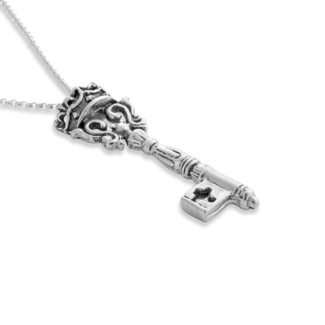 925 sterling silver necklace Vintage Key w/ Crown