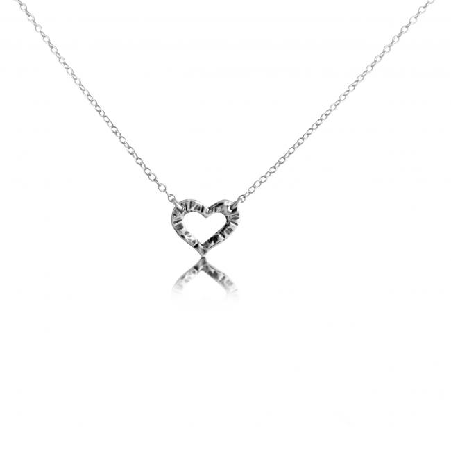 925 sterling silver necklace Hammered Heart Jump Ring Necklace