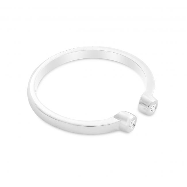 925 sterling silver ring Dual Round CZ Plain Open Adjustable Ring