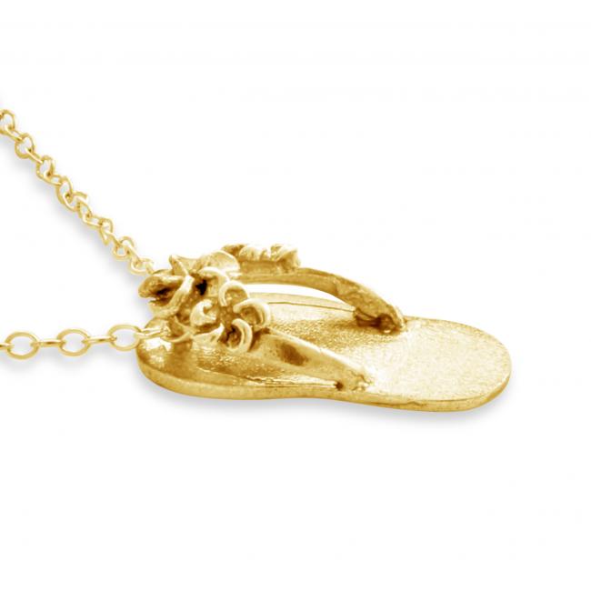Gold plated necklace Flowered Flip Flop