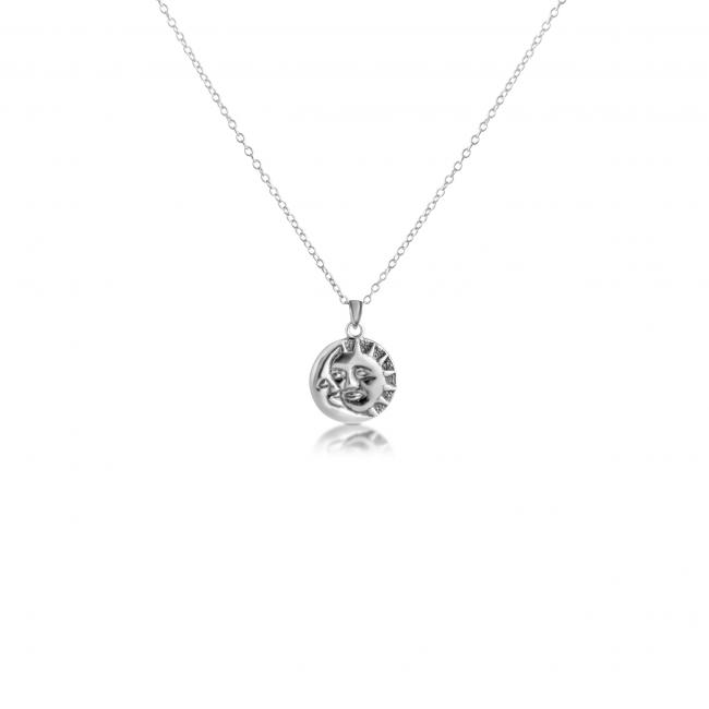 925 sterling silver necklace Crescent Moon & Star