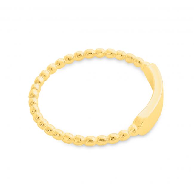 Gold plated ring Plain Horizontal Bar with Textured Band Ring