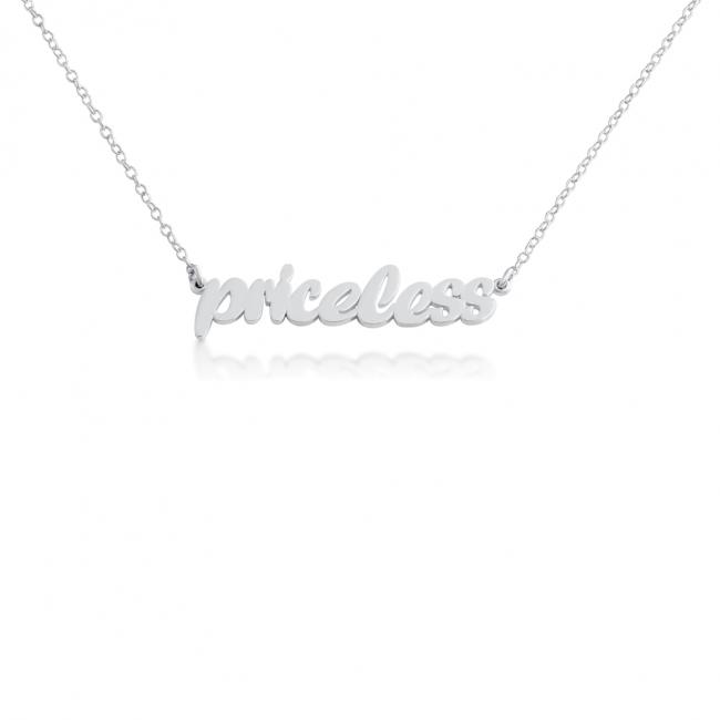 925 sterling silver necklace PRICELESS (Script Word)