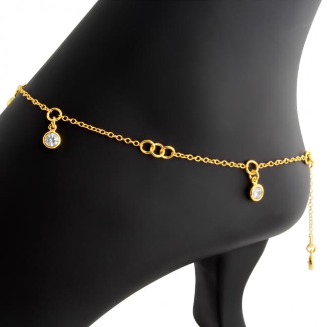 Gold plated anklet Hand Crafted 4mm CZ