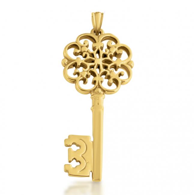 Gold plated necklace Filigree Key