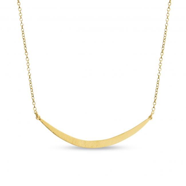 Gold plated necklace Solid Crescent Moon Sideways