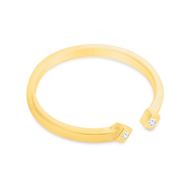 Gold plated ring Dual Square CZ Plain Open Adjustable Ring