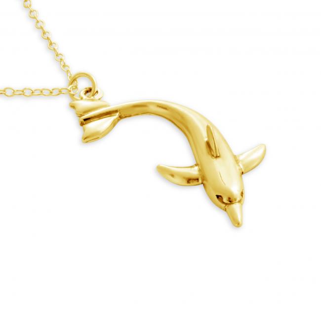 Gold plated necklace Diving Dolphin