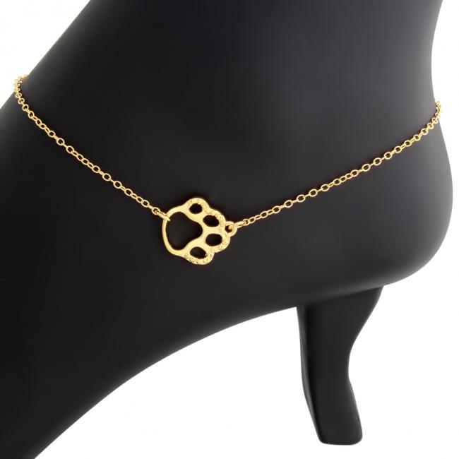 Gold plated anklet Cute Textured Dog Pet PAW Charm Pendant