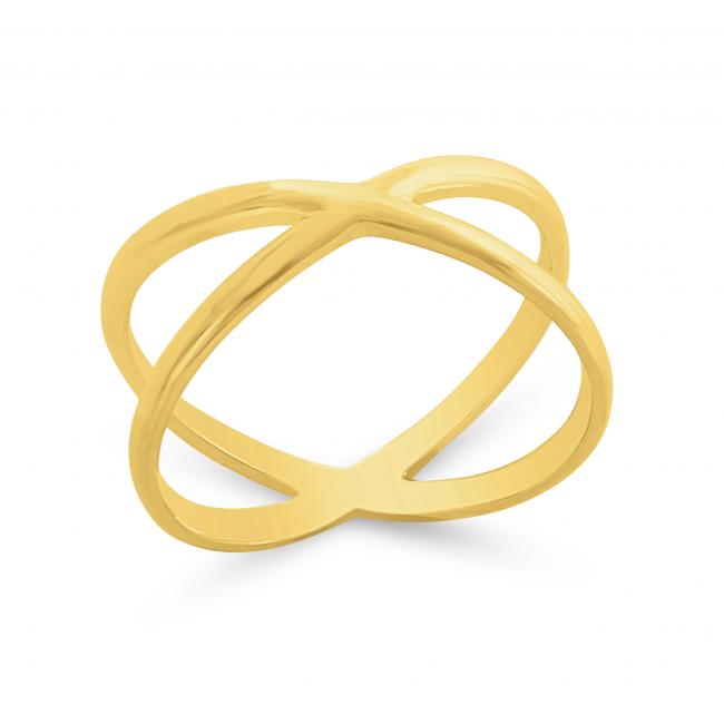 Gold plated ring Plain Wide X Criss Cross Infinity Ring