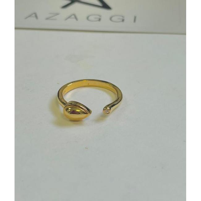 Gold plated ring 2mm (0.03 ct. tw) Diamond Tear Drop Resizable