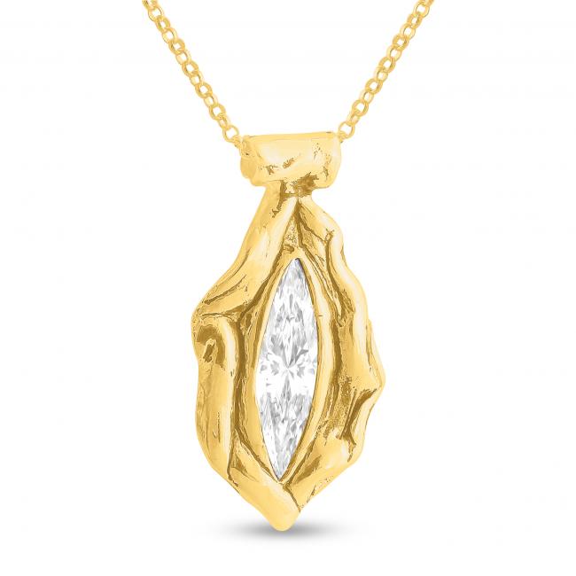 Gold plated necklace White Marquise Shaped Cubic Zirconia