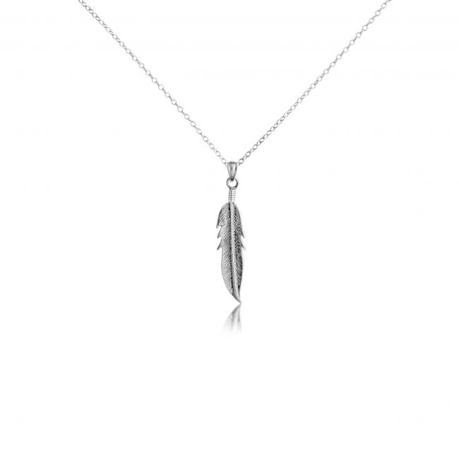 925 sterling silver necklace Large Feather