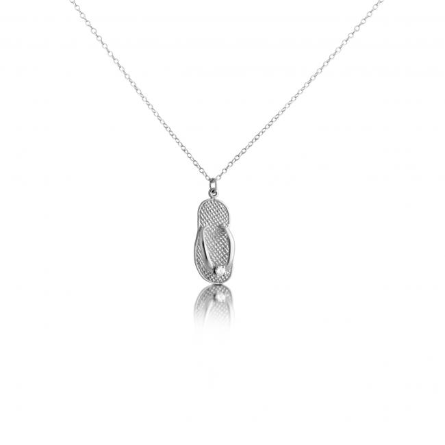 925 sterling silver necklace Large Flip Flop w/ CZ