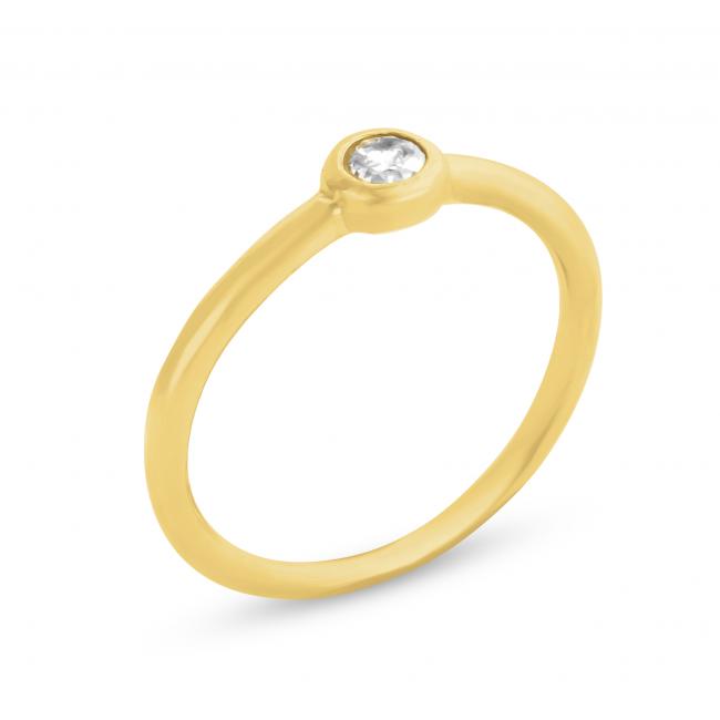 Gold plated ring Matte Stackable w/ CZ Ring