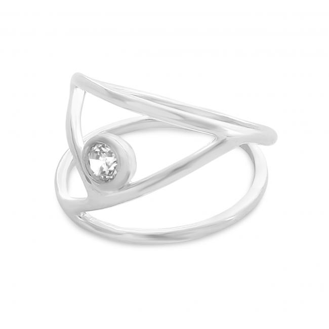 925 sterling silver ring Y-Shaped with CZ Double Band Ring