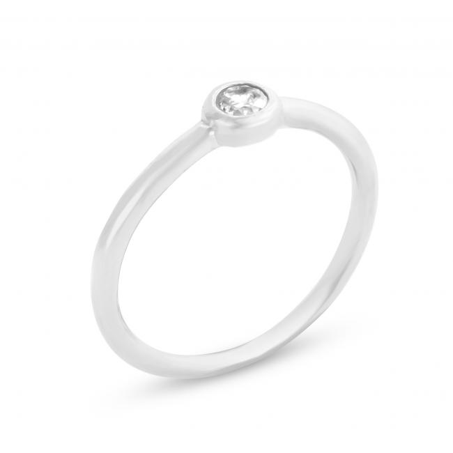 925 sterling silver ring Matte Stackable w/ CZ Ring