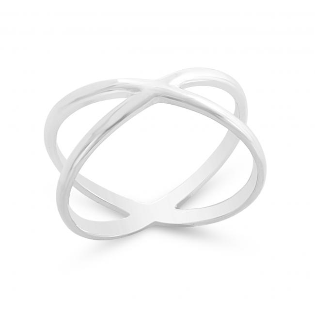925 sterling silver ring Plain Wide X Criss Cross Infinity Ring