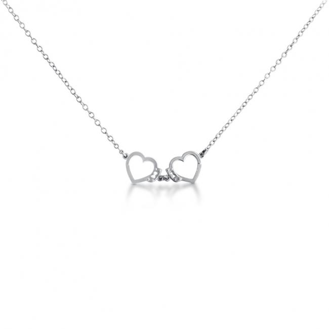 925 sterling silver necklace Open Heart Shaped Love Handcuffs