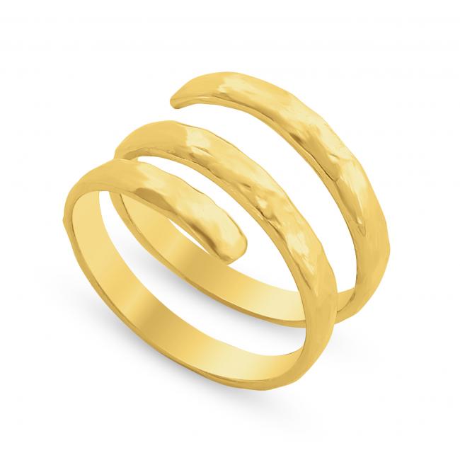 Gold plated ring Hammered Spiral Wrap Ring