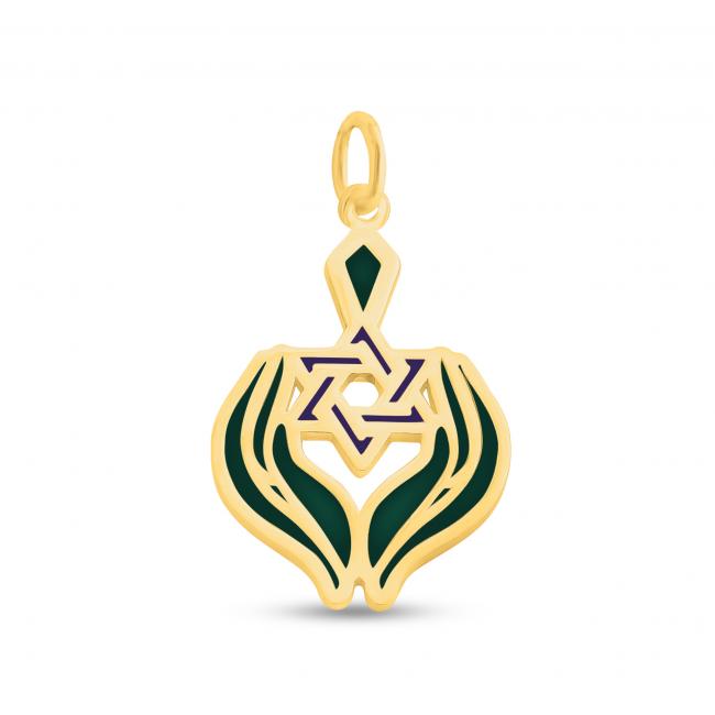 Gold plated necklace Hands Holding Star of David