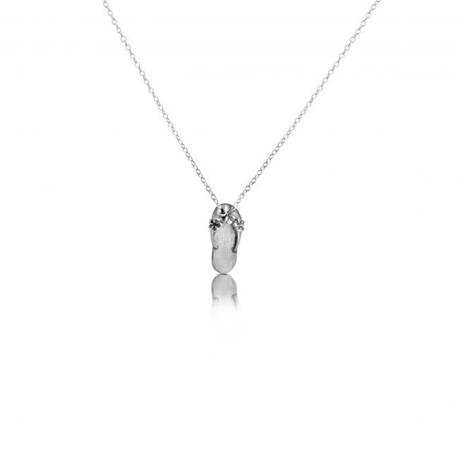925 sterling silver necklace Flowered Flip Flop