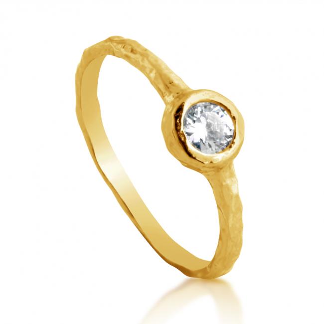 Gold plated ring Textured CZ Ring