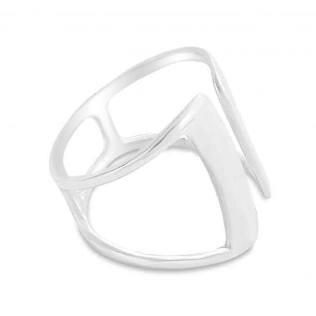 925 sterling silver ring Two Thick Parallel Bars Open Ring